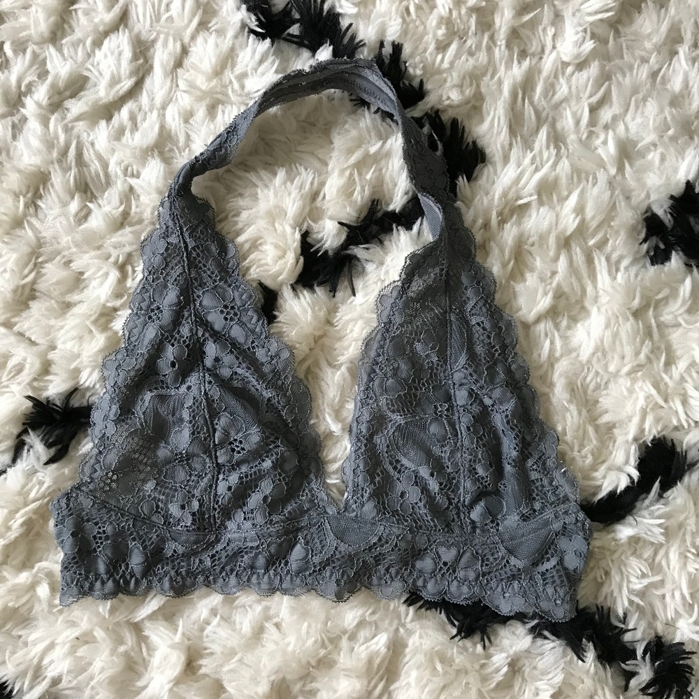 Free People Gray Lace  Halter Bralette